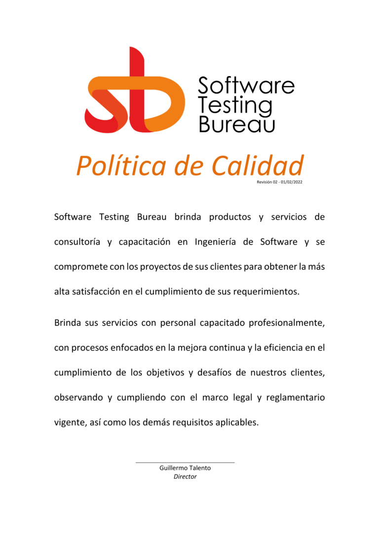 Políticas de calidad - Software Testing Bureau