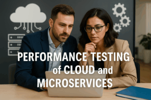 QA team working on performance testing for cloud applications and micro services ensuring scalability and CX